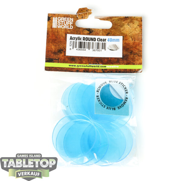 Bases - Green Stuff World - Acrylic Bases - 10x Round 40 mm CLEAR - Originalverpackt / Neu