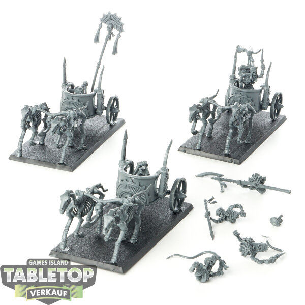 Tomb Kings of Khemri - 3 Skeleton Chariots - unbemalt