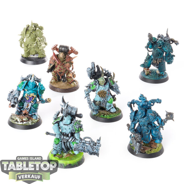 Death Guard - 7 Plague Marines - teilweise bemalt