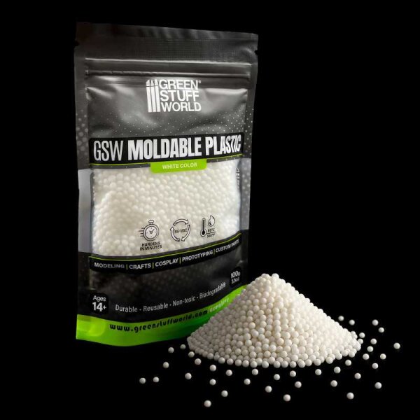 Green Stuff World - Moldable thermoplastic beads - White 100g