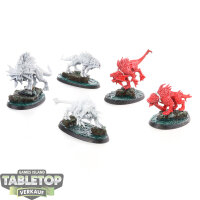 Blades of Khorne - 5x Flesh Hounds - teilweise bemalt