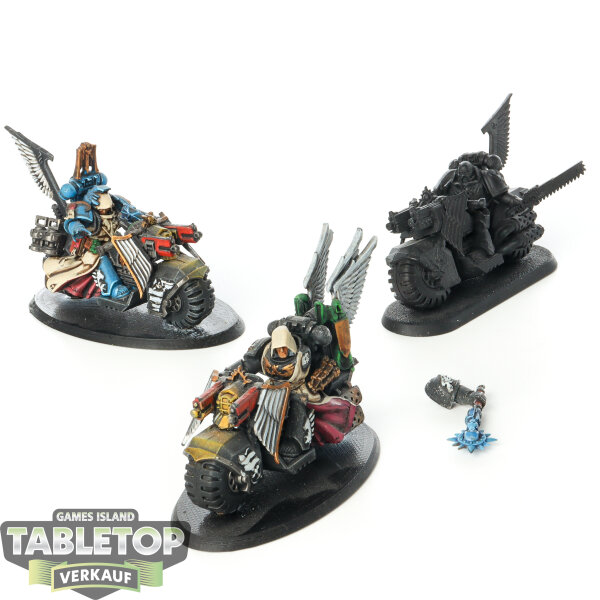 Dark Angels - 3 Ravenwing Bike Squadron - teilweise bemalt