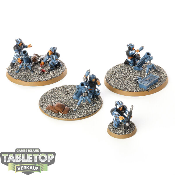 Astra Militarum - 3 Cadian Heavy Weapon Teams (Klassisch) - bemalt