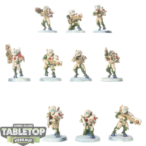 Tau Empire - 10x Fire Warriors Breacher Team - bemalt