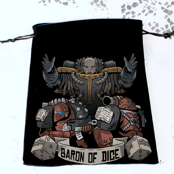 Baron of Dice - Premium Black Dice Bags - Flaming Book