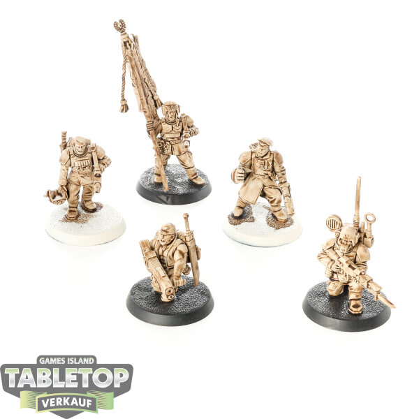Astra Militarum - 5x Cadian Command Squad klassisch - teilweise bemalt