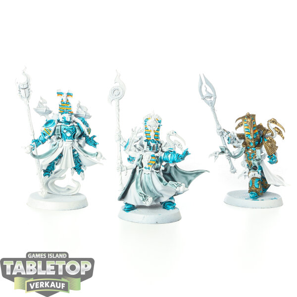 Thousand Sons - 3x Exalted Sorcerers - teilweise bemalt