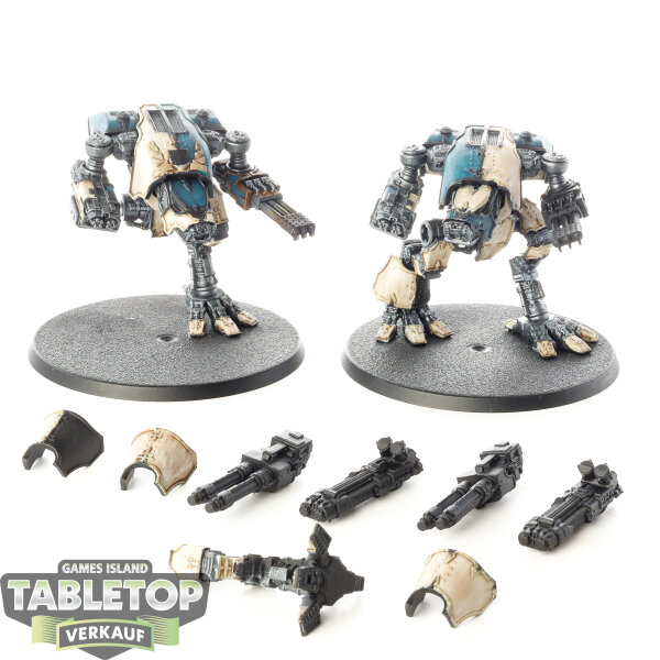 Adeptus Titanicus - 2x Legions Imperialis: Warhound Scout Titans - teilweise bemalt