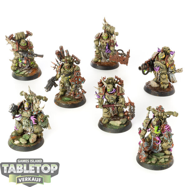 Death Guard - 7 Plague Marines - bemalt