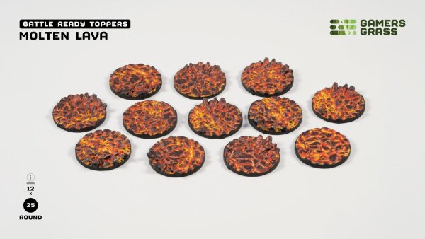 GamersGrass - Battle Ready Toppers - Molten Lava - Round 25mm (12x)