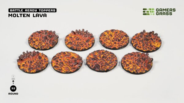 GamersGrass - Battle Ready Toppers - Molten Lava - Round 32mm (8x)