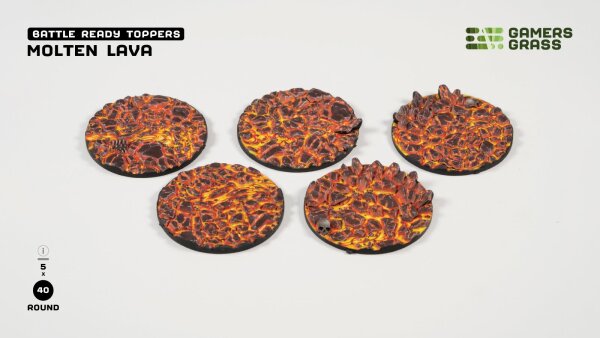 GamersGrass - Battle Ready Toppers - Molten Lava - Round 40mm (5x)