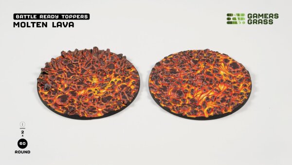 GamersGrass - Battle Ready Toppers - Molten Lava - Round 60mm (2x)