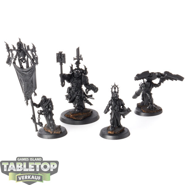 Black Templars - 4 Chaplain Grimaldus & Retinue - grundiert