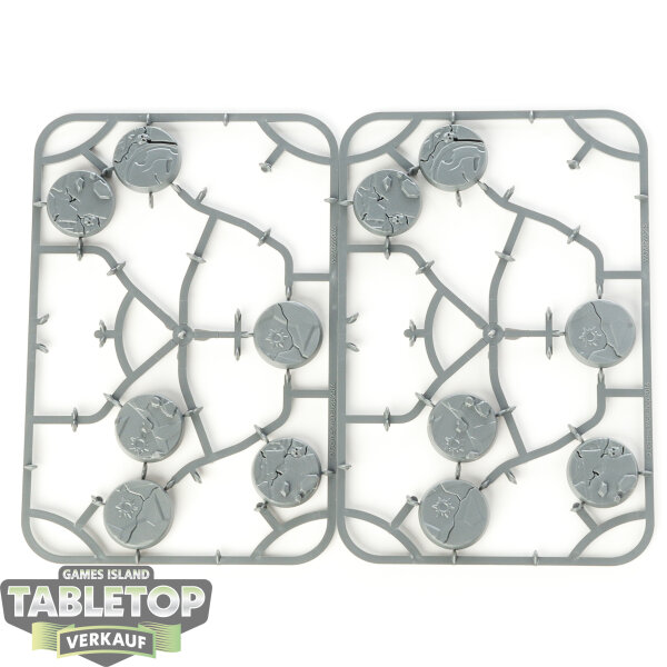 Bases - 12 Shattered Dominion 32mm Round Bases - im Gussrahmen