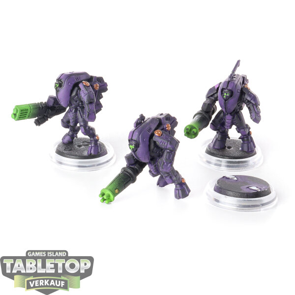 Tau Empire - 3 XV25 Stealth Battlesuits - bemalt