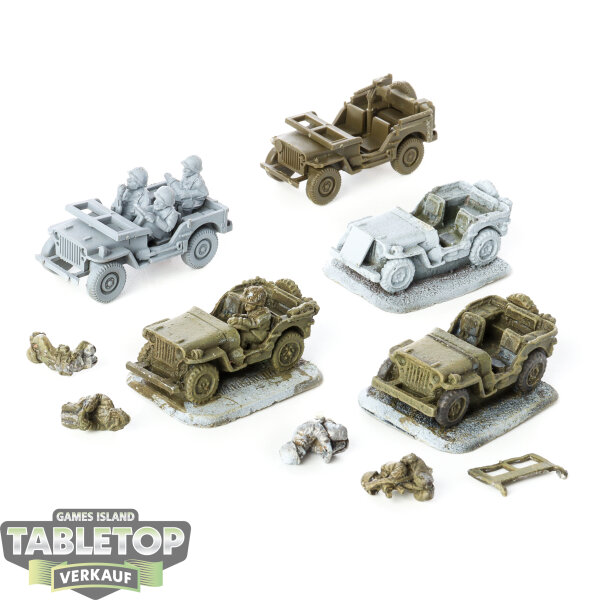 Flames of War - 5x Recon Jeeps - teilweise bemalt
