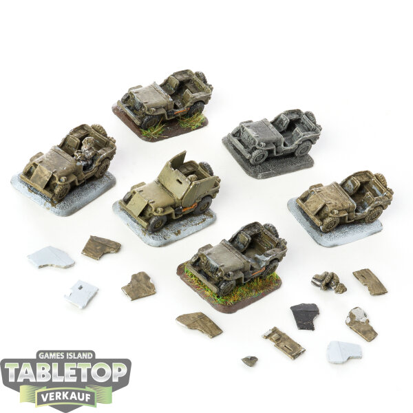 Flames of War - 6x Recon Jeeps - teilweise bemalt