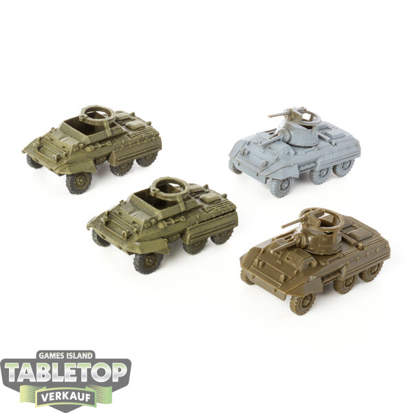 Flames of War - 4x M8 Greyhound - teilweise bemalt