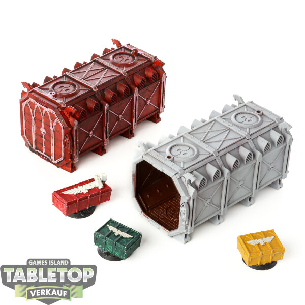 Gelände - Battlezone: Manufactorum – 2x Munitorum Armoured Containers - teilweise bemalt