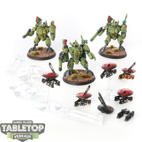 Tau Empire - 3x XV8 Crisis Battlesuit Team - bemalt
