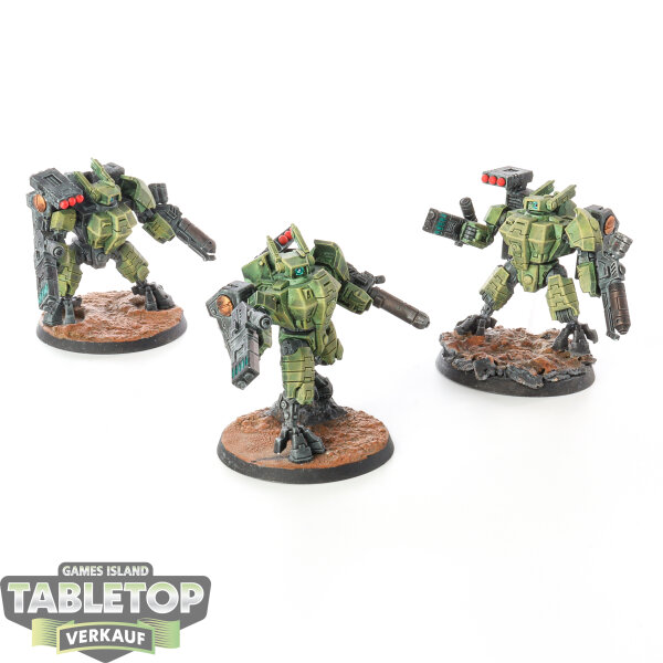 Tau Empire - 3x XV8 Crisis Battlesuit Team - bemalt