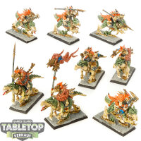 Lizardmen - 8x Saurus Cavalry - bemalt
