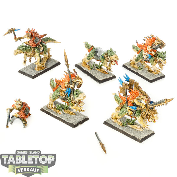 Lizardmen - 5 Saurus Cavalry - bemalt