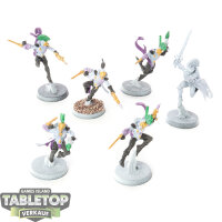 Aeldari - 6 Harlequin Troupe - teilweise bemalt