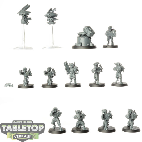 Tau Empire - 10 Fire Warriors Breacher Team - unbemalt