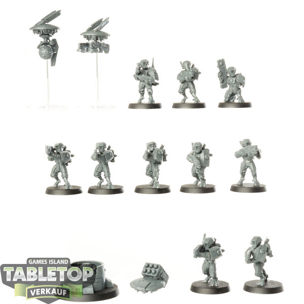 Tau Empire - 10 Fire Warriors Breacher Team - unbemalt