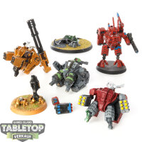 Tau Empire - 4 XV8 Crisis Battlesuit Team - teilweise bemalt