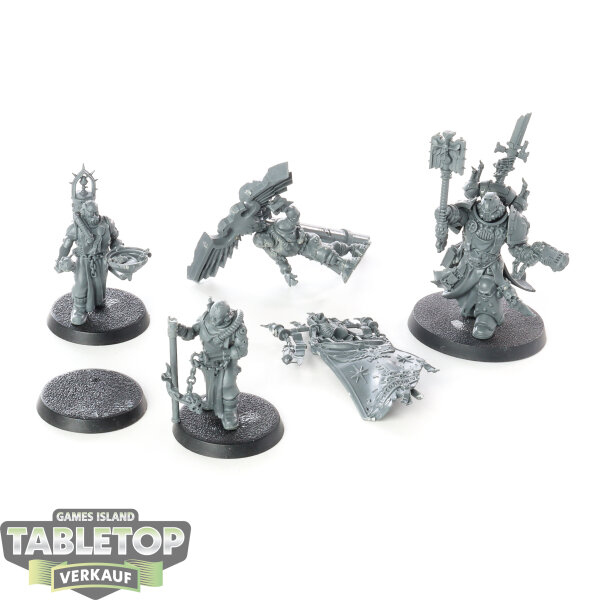 Black Templars - Chaplain Grimaldus & Retinue - unbemalt