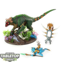 Seraphon - Saurus Oldblood on Carnosaur - bemalt