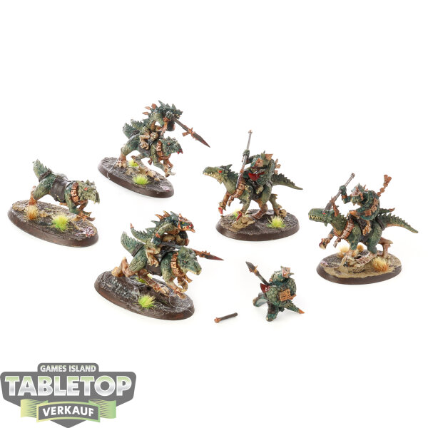 Lizardmen - 5x Saurus Knights - bemalt