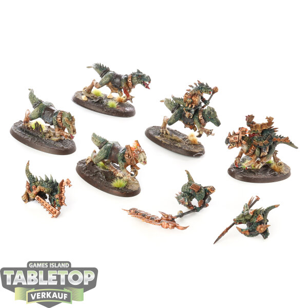 Lizardmen - 5x Saurus Knights - bemalt
