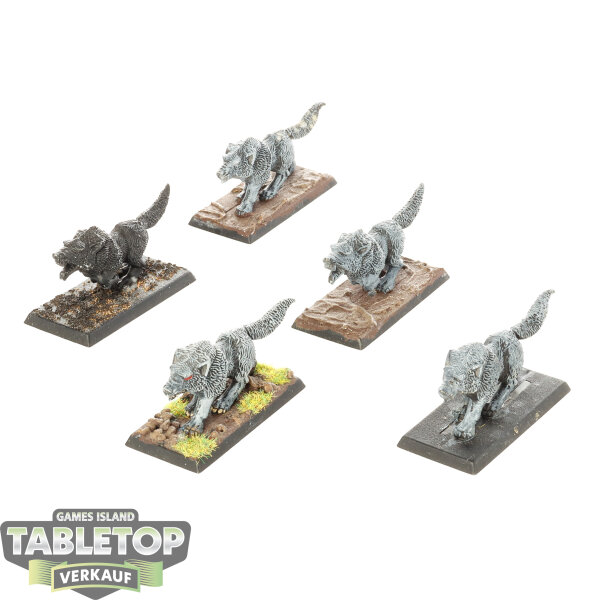 Orc & Goblin Tribes - 5 Wolves (klassisch) - teilweise bemalt