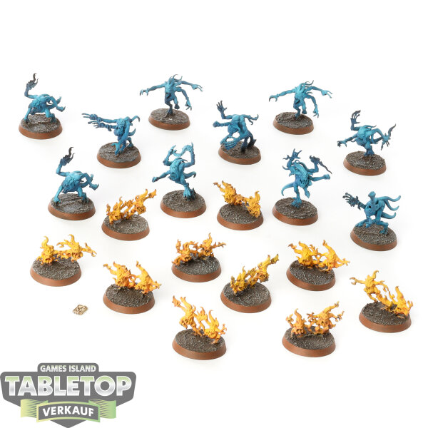 Disciples of Tzeentch - 10x Blue Horrors & 10x Brimstone Horrors - bemalt