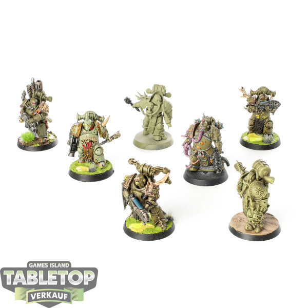 Death Guard - 7 Plague Marines - teilweise bemalt
