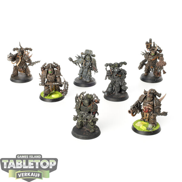 Death Guard - 7 Plague Marines - teilweise bemalt
