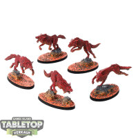 Blades of Khorne - 5x Fenrisian Wolves - bemalt