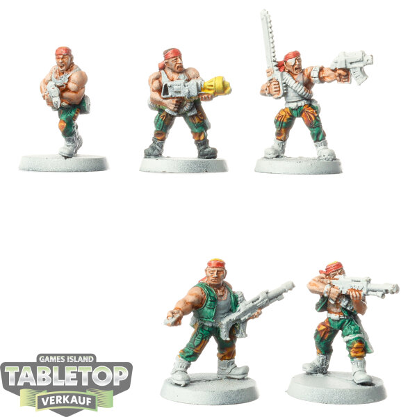 Astra Militarum - 5 Catachan Jungle Fighters classic - teilweise bemalt