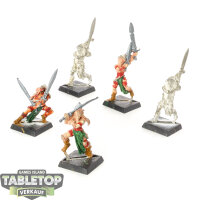 Wood Elf Realms - 5x Wardancer Troupe - teilweise bemalt