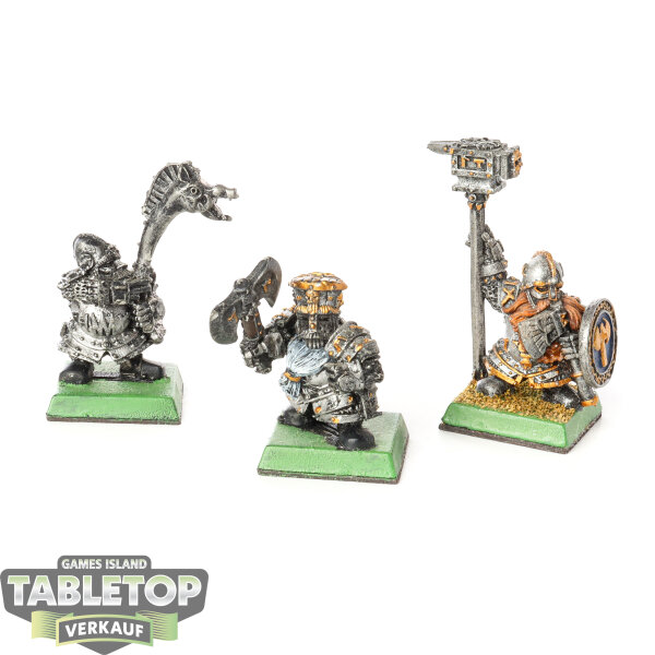 Dwarfen Mountain Holds - 3x Ironbreakers Command klassisch - teilweise bemalt