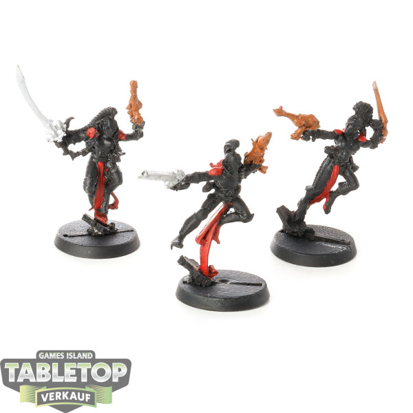 Aeldari - 3x Harlequin Troupe klassisch - teilweise bemalt