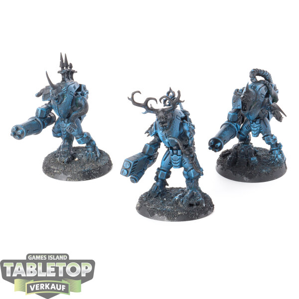 Tau Empire - 3x XV25 Stealth Battlesuits - teilweise bemalt