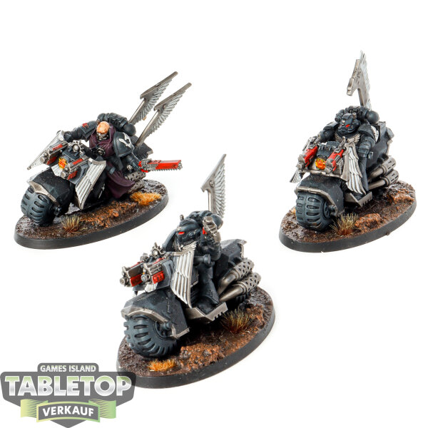 Dark Angels - 3x Ravenwing Bike Squadron - bemalt