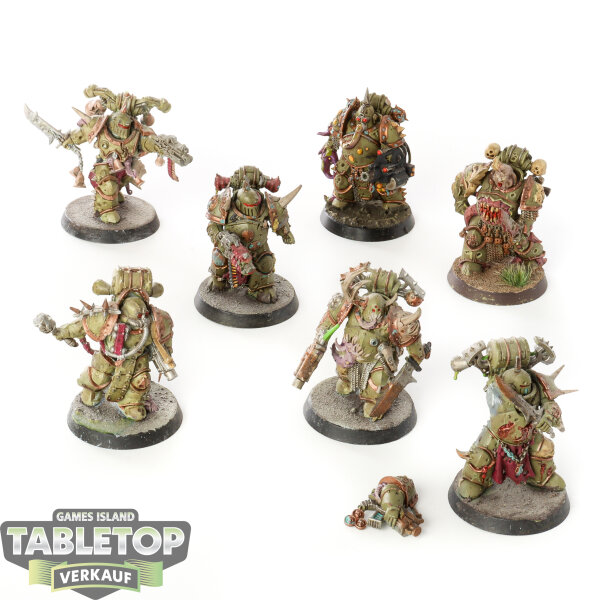 Death Guard - 7 Plague Marines - bemalt