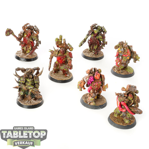 Death Guard - 7 Plague Marines - bemalt