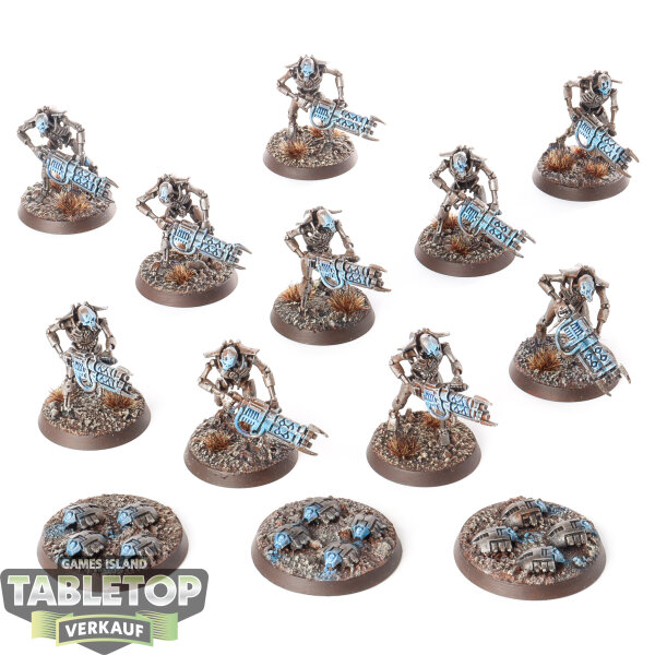 Necrons - 10x Necron Warriors & 3x scarab Swarm - bemalt